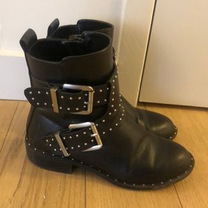 Charles David Black Combat Boots